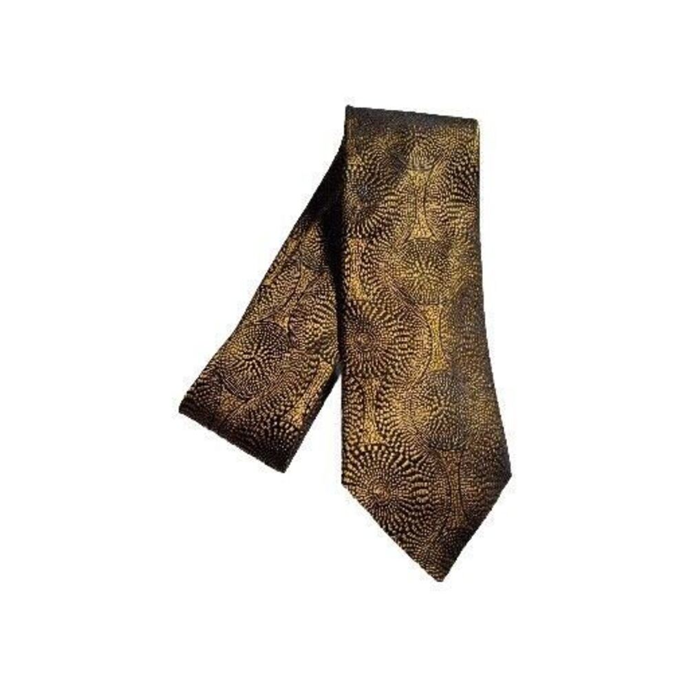 Murano Gold & Black 100% Silk Men's Neck Tie 801 - Picture 2 of 4